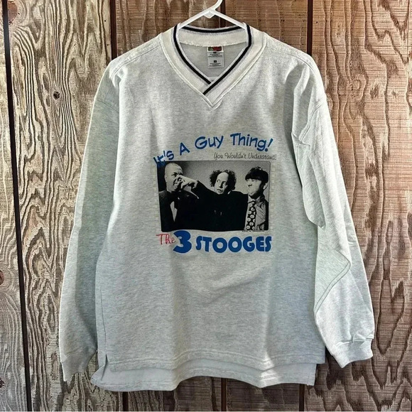Vintage 3 Stooges “You Wouldn’t Understand” V-Neck Sweatshirt NWOT Sz Md - Picture 1 of 3